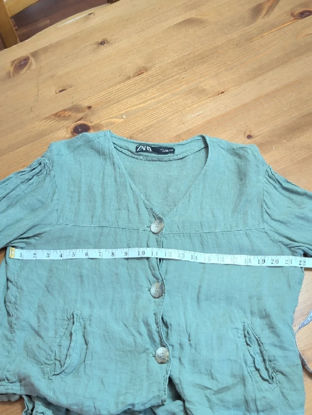 Zara Olive Green Lightweight Linen-Blend Top - Picture 8 of 9